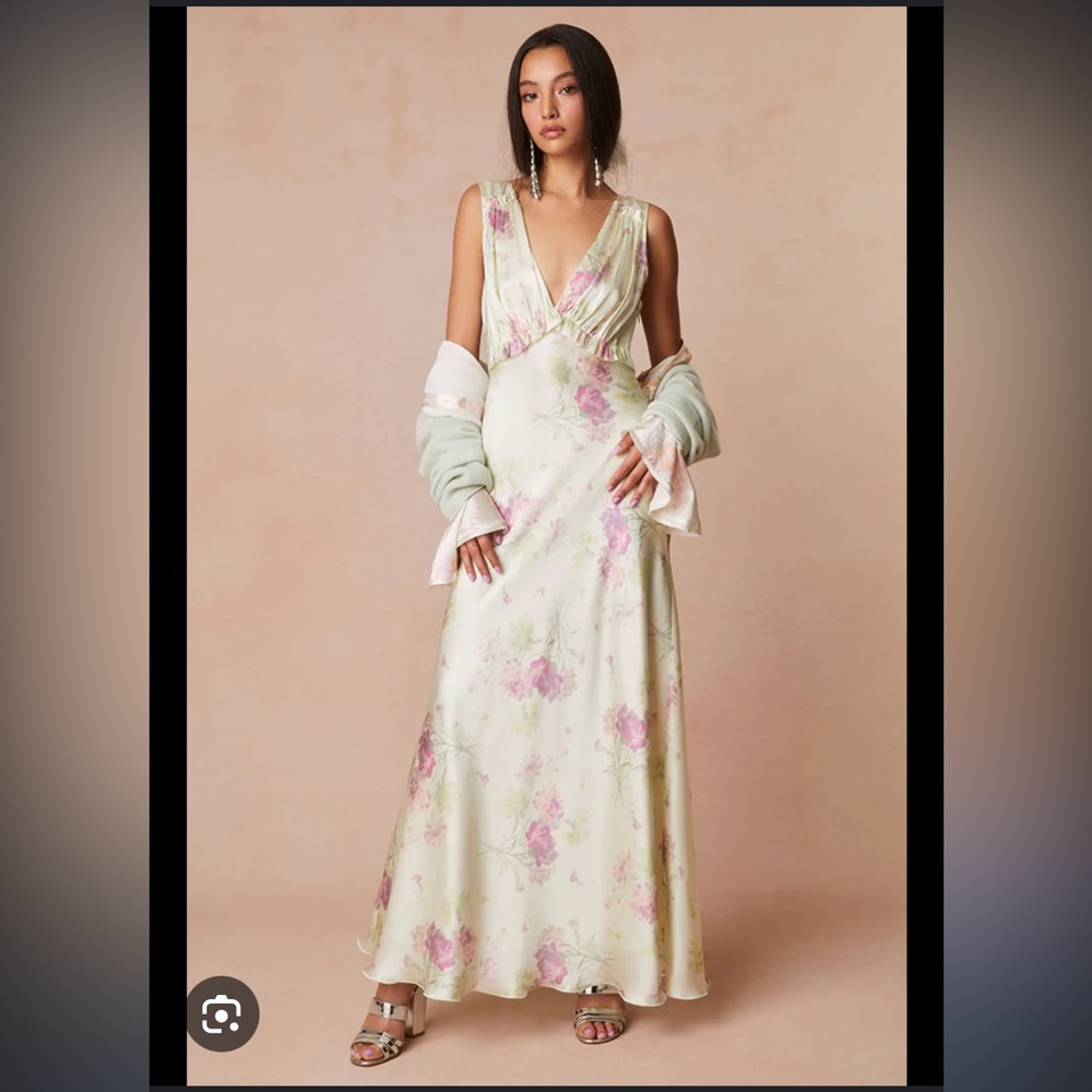$595 LoveShackFancy Suniva Dress in Peachy Sage - SIZE 6